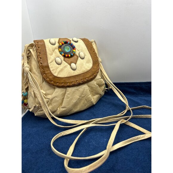 Cache Viva Beige  Crossbody Bag With Beaded Accents & Long Strap southwestern - Picture 2 of 10